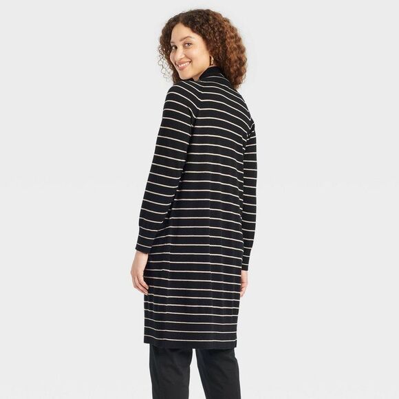 A New Day - Women's Duster Cardigan - A New Day Black/Taupe St Black/Taupe - Picture 2 of 3